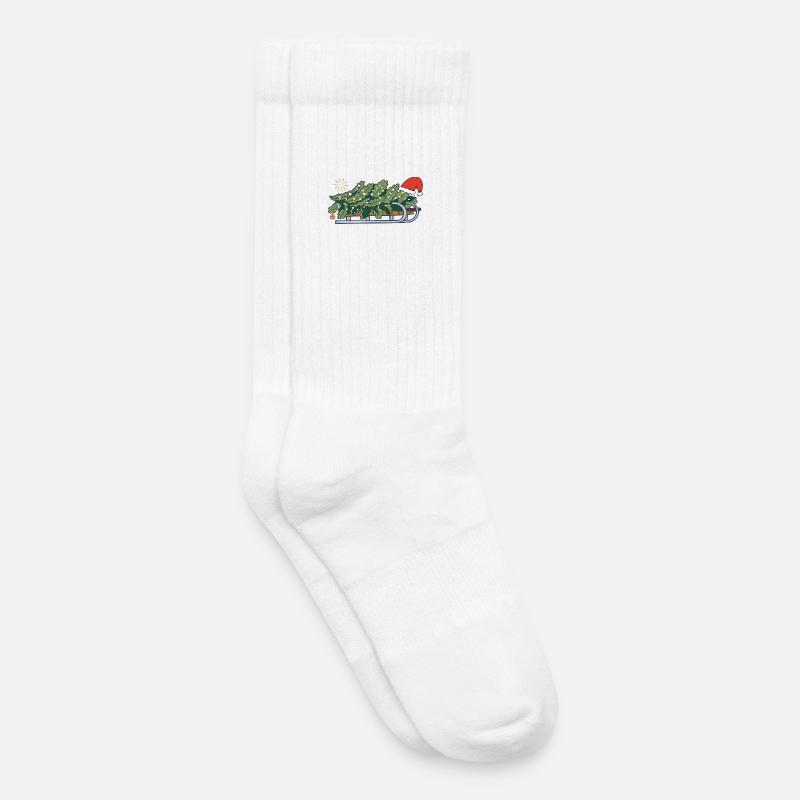 Weihnachtsbaum auf einem Schlitten - Kinder Tennissocken - Weiß