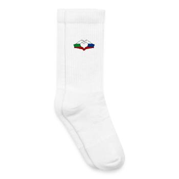 Drapeau de la Bulgarie et de la Russie Mains en forme de cœur - Chaussettes de tennis bio enfant - blanc - Droite
