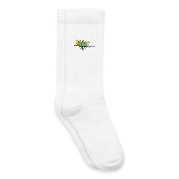 Famille colorée de perruches ondulées sur la branche - Chaussettes de tennis bio enfant - blanc - Droite