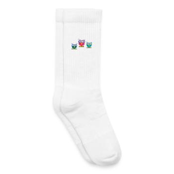 Trio des Chouettes à Lunettes Colorées - Chaussettes de tennis bio enfant - blanc - Droite