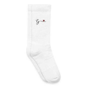 Lettre G avec initiales monogrammes en forme de cœur - Chaussettes de tennis bio enfant - blanc - Droite