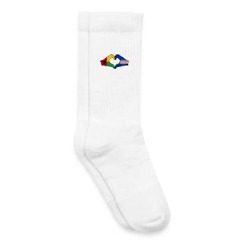 Cape Verde Guinea-Bissau Flag Hands Heart Shape - Kids Tennis Socks - white - Right
