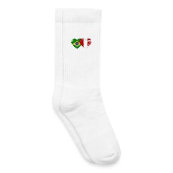 Brazil Peru Flag Hands Heart Shape Used - Kids Tennis Socks - white - Right