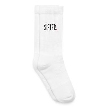 Sister coeur - famille de frères et sœurs cadeau - Chaussettes de tennis bio enfant - blanc - Droite