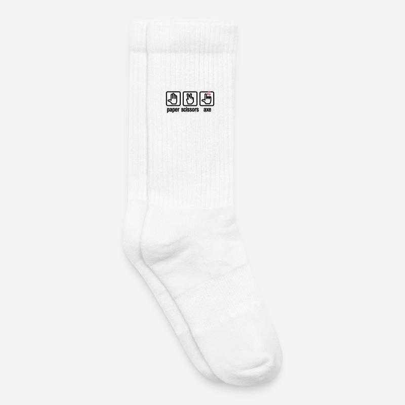 Papier - Schere - Axt - Stein - Holzfäller - Kinder Tennissocken - Weiß