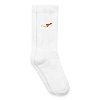 Fusée spatiale rouge - Chaussettes de tennis bio enfant - blanc - Droite