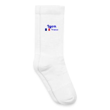 Lyon France- Imprimés stylés - Chaussettes de tennis bio enfant - blanc - Droite