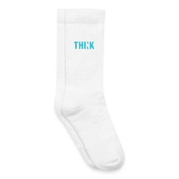 THINK Blue | Cooles Streetwear-Typo-Design - Kinder Tennissocken - Weiß - Rechts