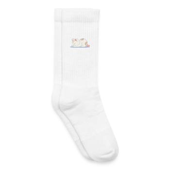 Sleeping Cat – Design pour la paix intérieure - Chaussettes de tennis bio enfant - blanc - Droite