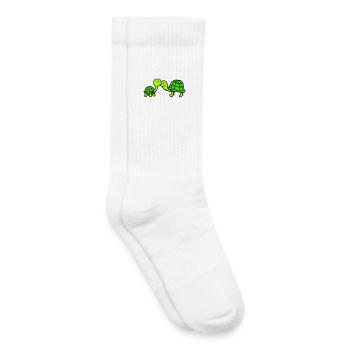 2 turtles long neck kissing couple love team - Kids Tennis Socks - white - Right