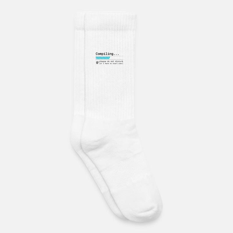 Lustiges Programmierer T-Shirt - Compiling Please  - Kinder Tennissocken - Weiß