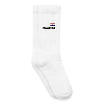 Kroatien Trikot Look – HRVATSKA mit Fahne Flagge - Kinder Tennissocken - Weiß - Rechts