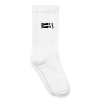 Wood Work Lettering Logo - Kids Tennis Socks - white - Right