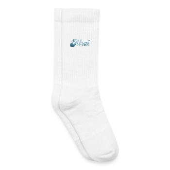 Schiff Ahoi Meer Ozean Schnörkelschrift maritim - Kinder Tennissocken - Weiß - Rechts