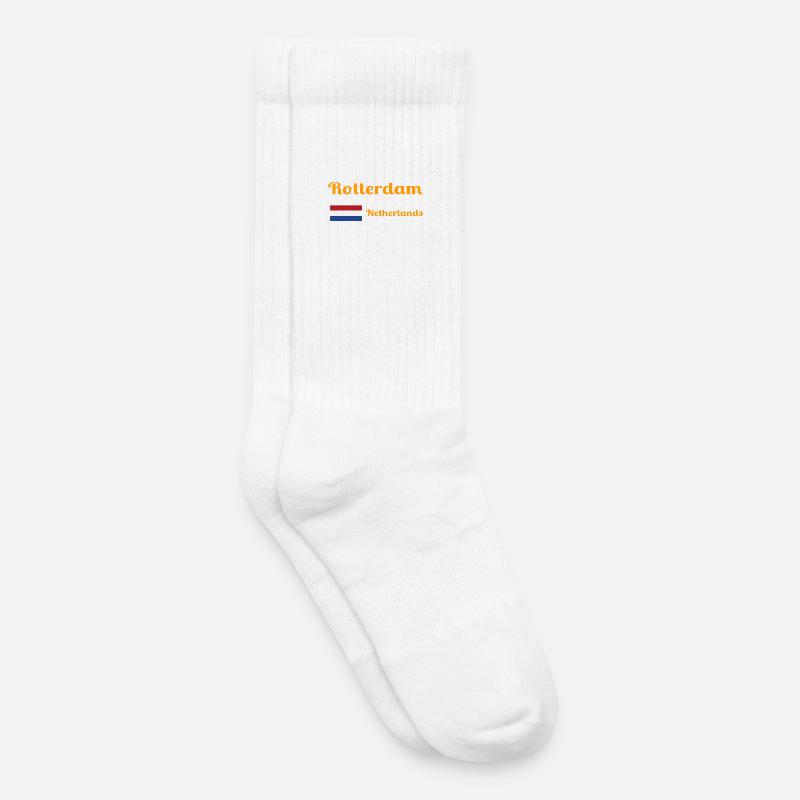 Rotterdam Pays-Bas - Imprimés élégants - Chaussettes de tennis bio enfant - blanc