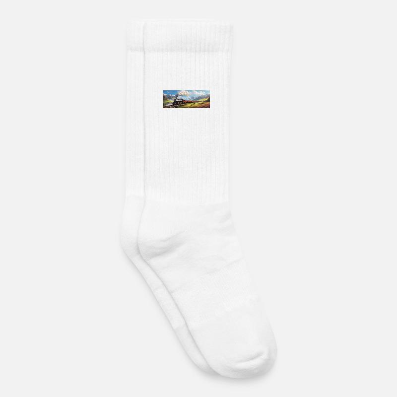 Nostalgischer Eisenbahnzug mit Dampflokomotive - Kinder Tennissocken - Weiß