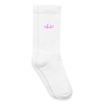 Anika signature Rose néon - Chaussettes de tennis bio enfant - blanc - Droite