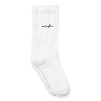 Köln am Rhein Kölner Skyline (Vintage Blau) - Kinder Tennissocken - Weiß - Rechts