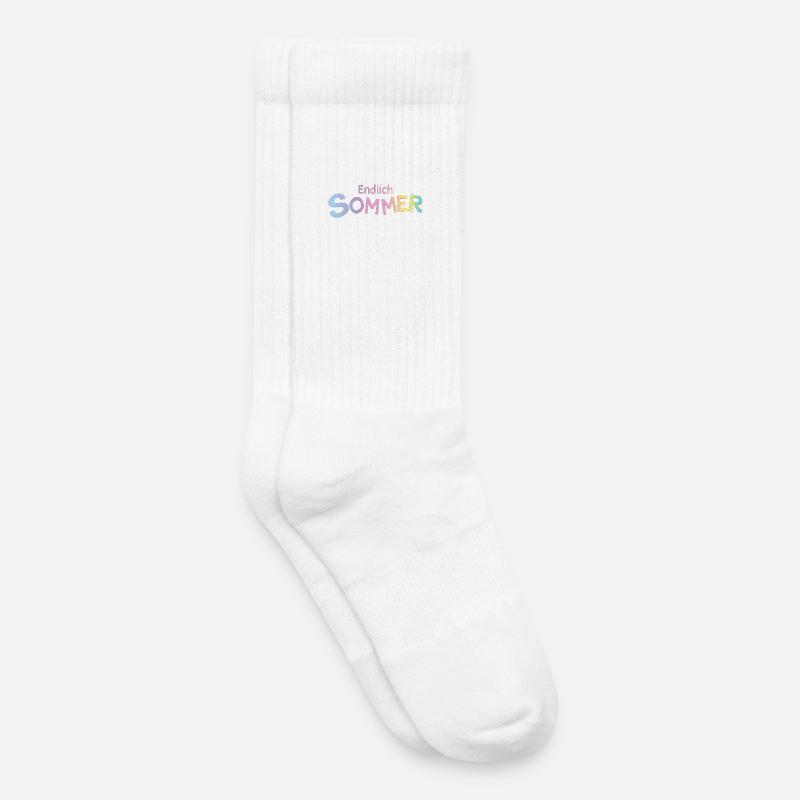 Endlich Sommer Pastellbuchstaben - Kinder Tennissocken - Weiß