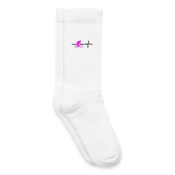 ROAD BIKE RIDING BIKE HEARTBEAT PINK BIKE - Kids Tennis Socks - white - Right