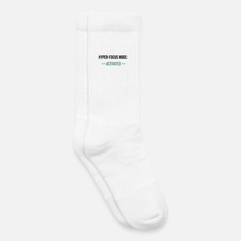 Hyper-Focus Mode: Activated - Statement - Kids Tennis Socks - white
