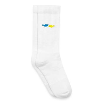 Fröhliche Fische Blau Gelb - Kinder Tennissocken - Weiß - Rechts