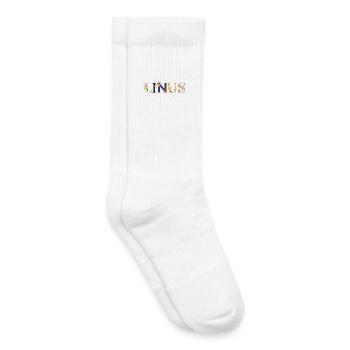 Le nom de LINUS est décoré de fleurs - Chaussettes de tennis bio enfant - blanc - Droite