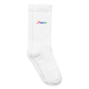 Colorful peace lettering in arrow design - Kids Tennis Socks - white - Right