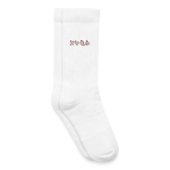 Chat à Noël - Chaussettes de tennis bio enfant - blanc - Droite