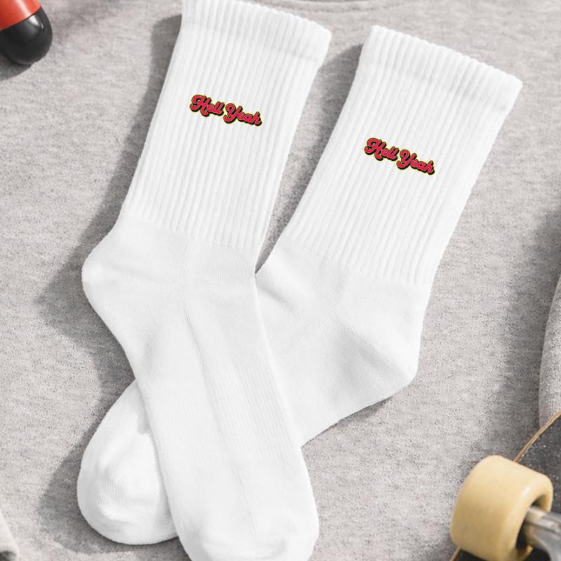 Hell Yeah 3D Retro Script Kids Tennis Socks