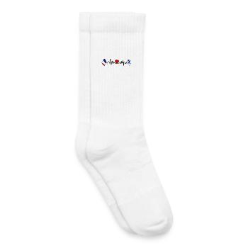 Cardio coeur avec drapeau France et drapeau Finlande - Chaussettes de tennis bio enfant - blanc - Droite