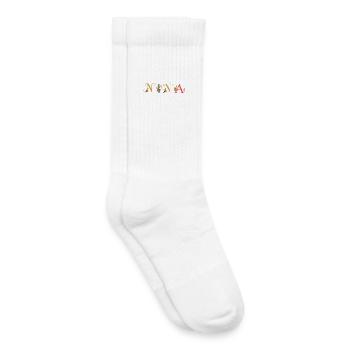 Art du nom NINA avec fleurs brodées - Chaussettes de tennis bio enfant - blanc - Droite