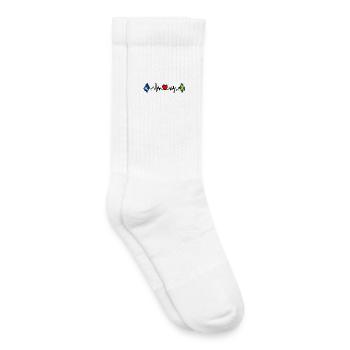 Ligne de fréquence cardiaque avec drapeau Halland et suédois - Chaussettes de tennis bio enfant - blanc - Droite