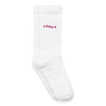 Fleuriste Rose Vague Retro - Chaussettes de tennis bio enfant - blanc - Droite
