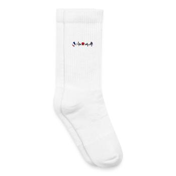 Flaggen links/rechts + Herzschlag mit Herz - Kinder Tennissocken - Weiß - Rechts