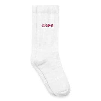 Grandmother Pink Plaid Letters Patchwork - Kids Tennis Socks - white - Right