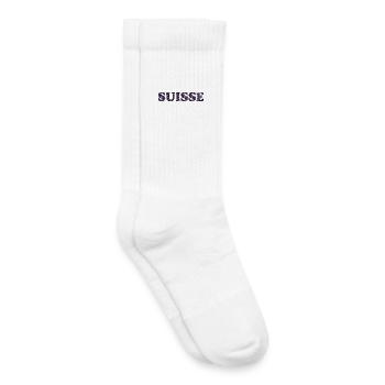 SWITZERLAND. COUNTRY. GENEVA. SWITZERLAND. HUMOR - Kids Tennis Socks - white - Right