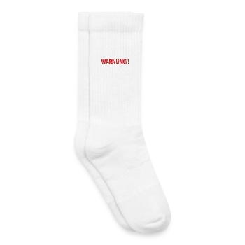Warning - Modernes Statement Design - Kinder Tennissocken - Weiß - Rechts