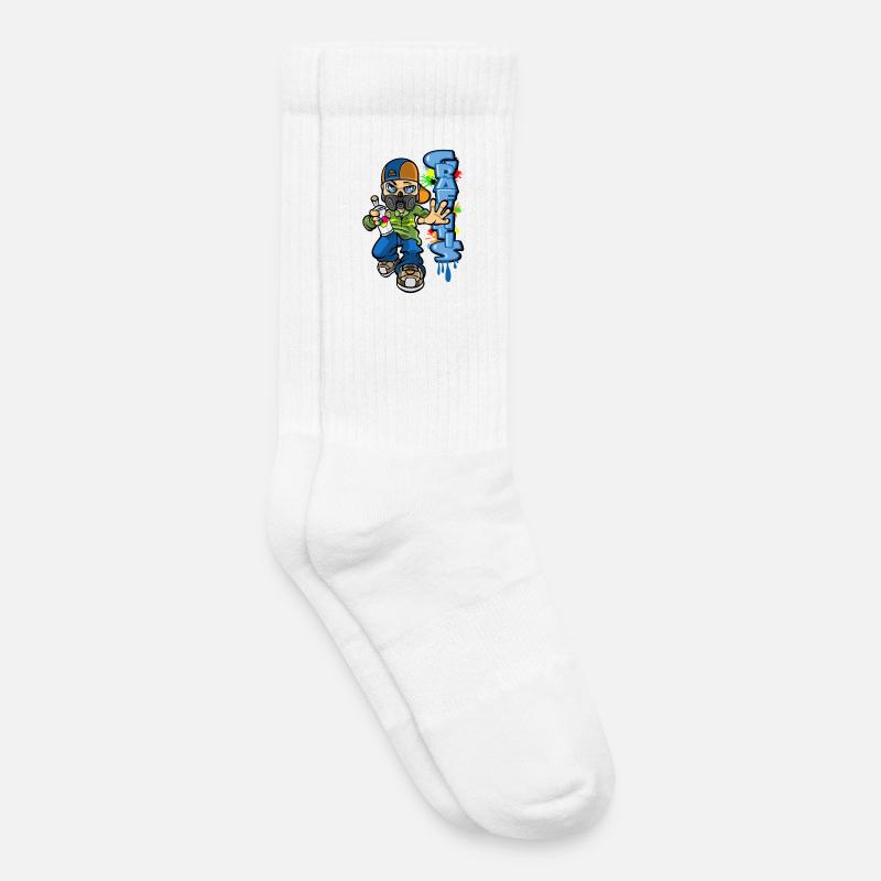 B-boy and graffiti - Kids Tennis Socks - white