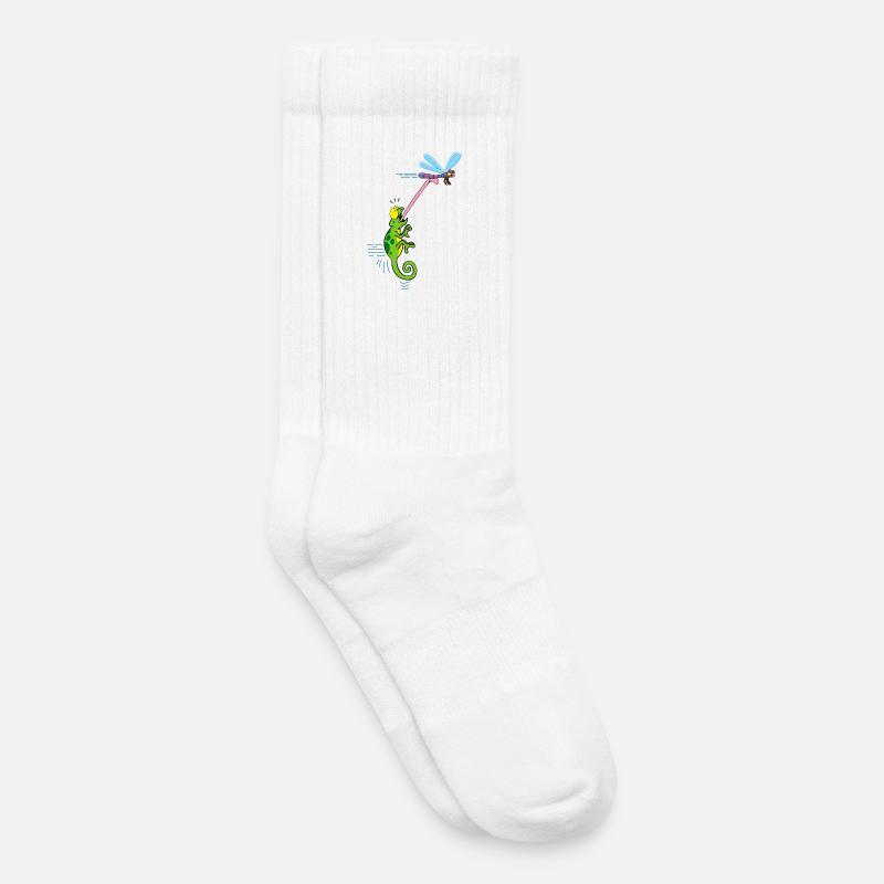 Chamäleon und Libellen - Kinder Tennissocken - Weiß