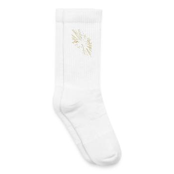 Abstract rays / gold / pattern / line - Kids Tennis Socks - white - Right