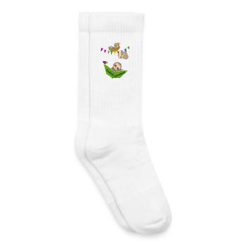 Endlich Schulkind Faultiere süß, Buch lesend - Kinder Tennissocken - Weiß - Rechts