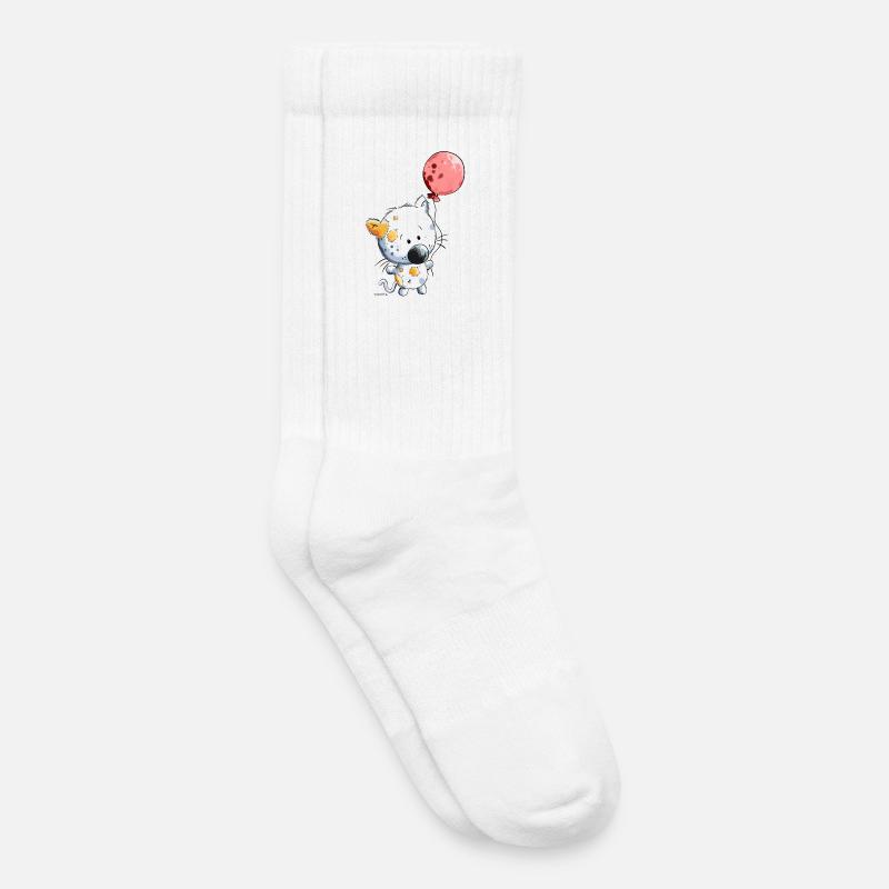 Katze mit Ballon - Kinder Tennissocken - Weiß