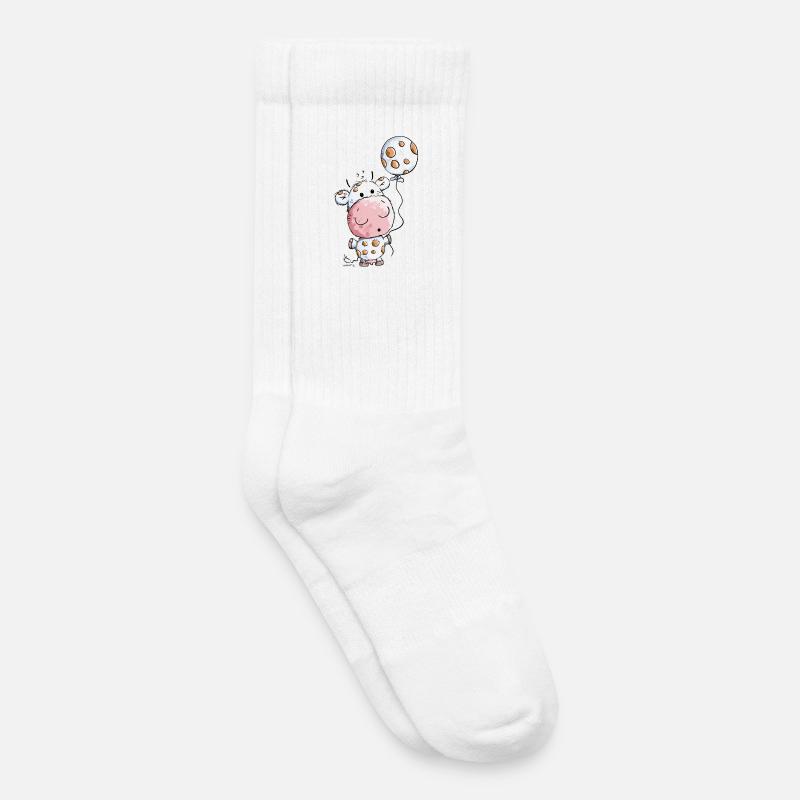 Kuh mit Ballon - Kinder Tennissocken - Weiß