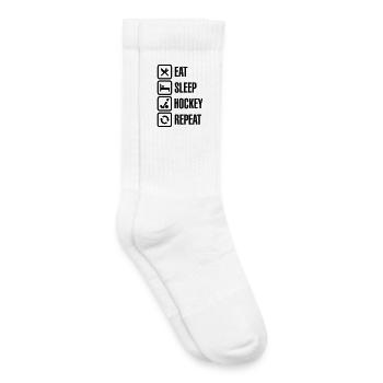 Eat Sleep Hockey Repeat - Kinder Tennissocken - Weiß - Rechts