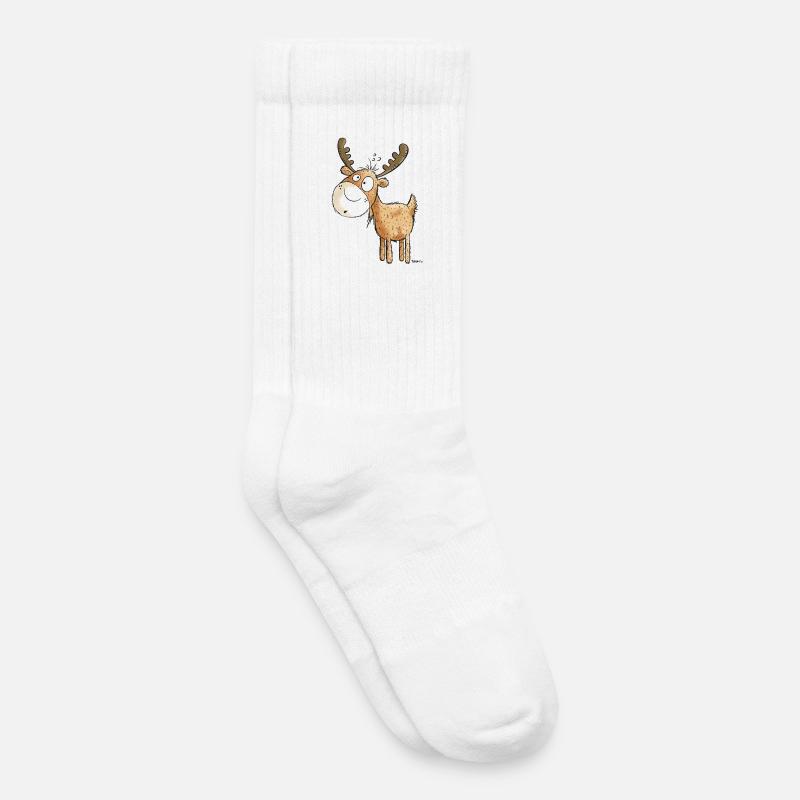 Witziger Elch - Elche - Hirsch - Reh - Geschenk - Kinder Tennissocken - Weiß