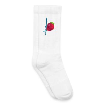 Chemise dessinée drôle et amusante à la fraise dansante - Chaussettes de tennis bio enfant - blanc - Droite
