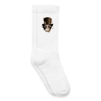 Singe steampunk avec un look de chapeau cylindre antique - Chaussettes de tennis bio enfant - blanc - Droite