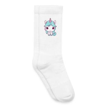 Cute kawaii unicorn sits and is happy - Kids Tennis Socks - white - Right
