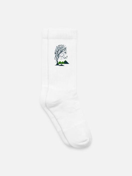 Baum und Berge minimalistisch - Kinder Tennissocken - Weiß